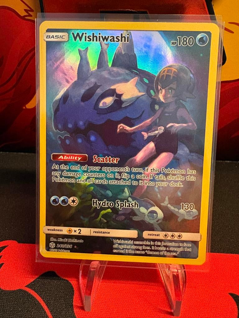 Wishiwashi GX Full Art Pokémon Kaart (240/236), Ophalen of Verzenden, Zo goed als nieuw, Losse kaart, Foil