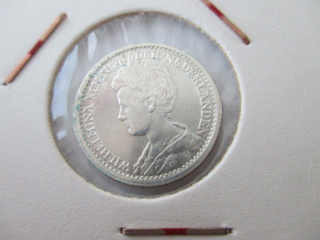 Kwartje 1918, Zilver, 25 cent, Ophalen of Verzenden, Koningin Wilhelmina