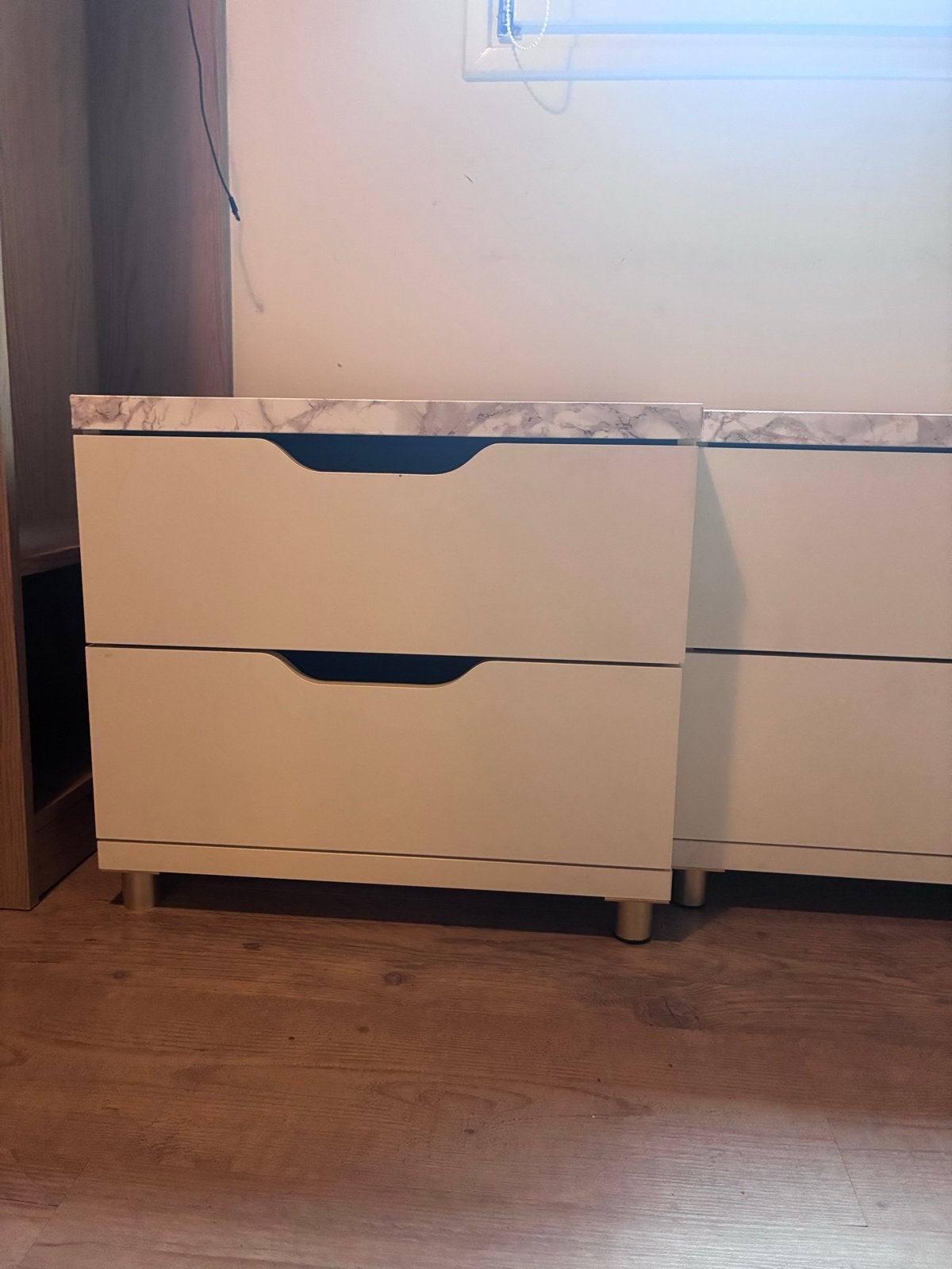IKEA Stolmen ladekast met 2 lades (gemarmerd blad), Ophalen, Gebruikt, 1 of 2 laden, 50 tot 100 cm