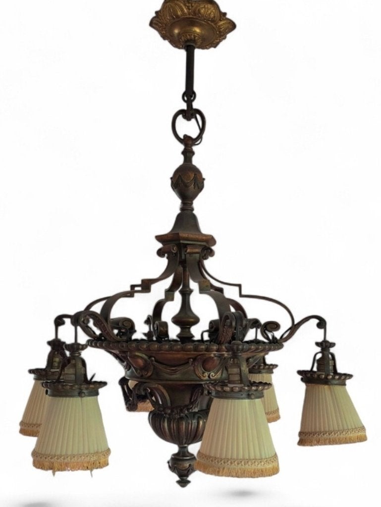 28. Messing hanglamp, Art Deco, ca. 1930, Ophalen