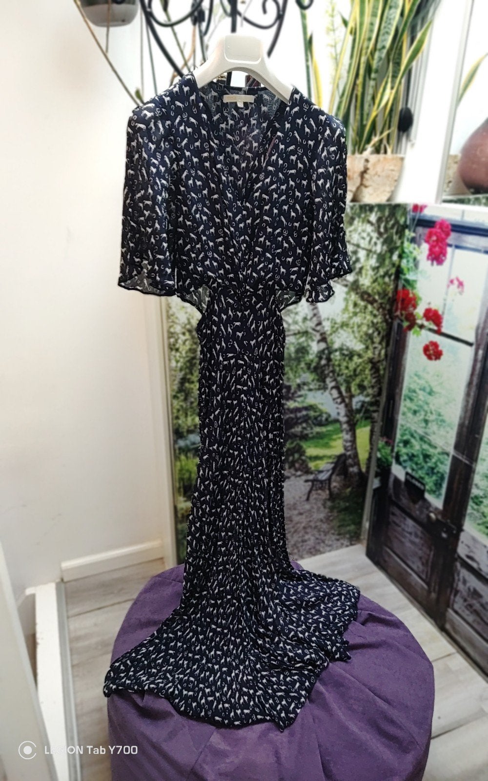 Maje Maxi Jurk met Paardenprint en Cut-outs 36, Kleding | Dames, Blauw, Ophalen of Verzenden, Maat 36 (S), Onder de knie
