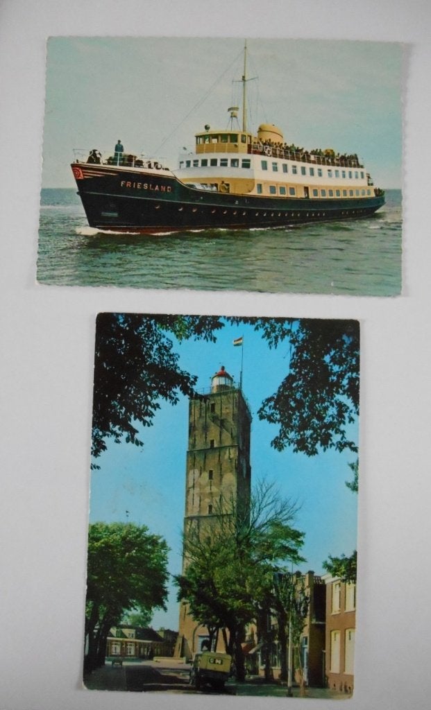 Nwe ansichtkaarten de Brandaris en veerboot de Friesland, Ophalen of Verzenden, 1940 tot 1960, Ongelopen, Friesland