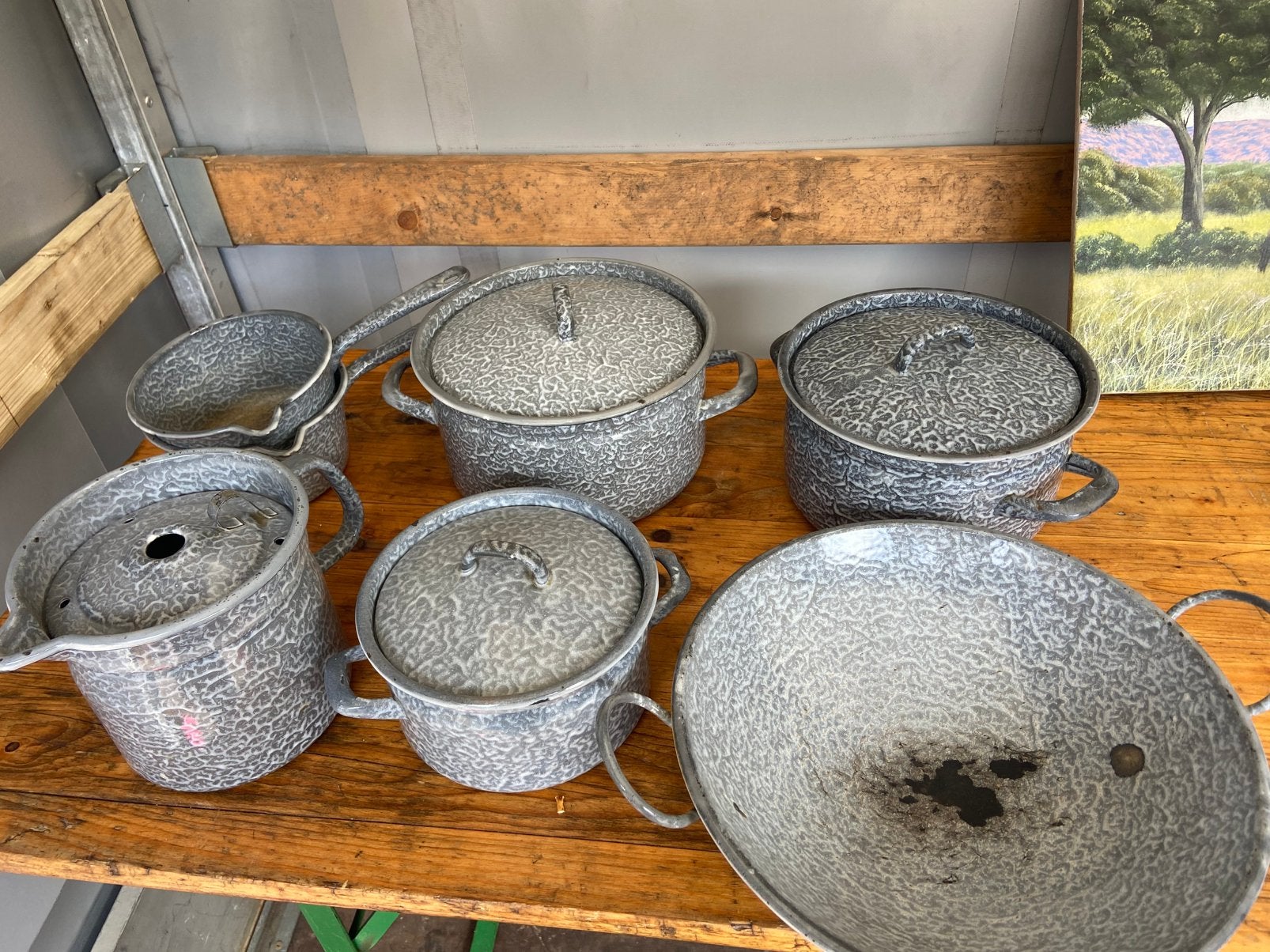 Pannenset oud, Ophalen, Gebruikt, Rvs, Pannenset