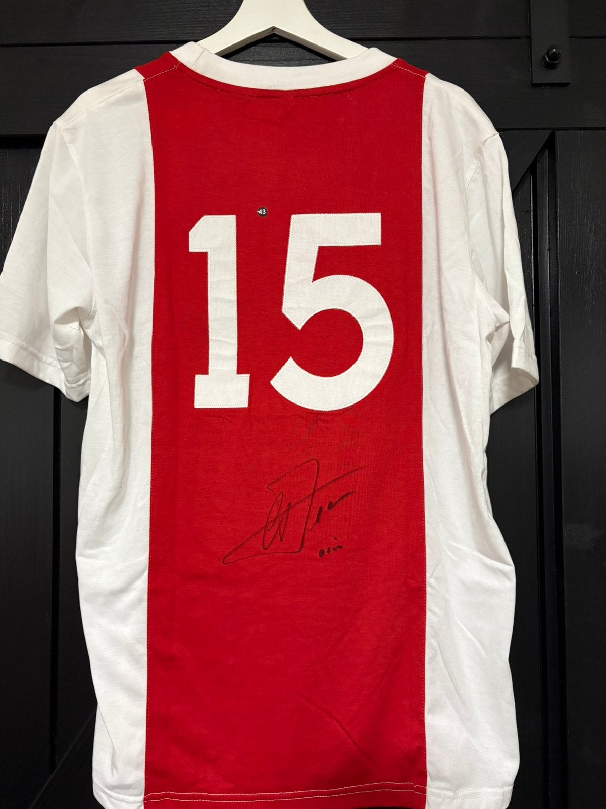 Adrie Haan gesigneerd shirt, geborduurd rugnummer 15, Maat XS of kleiner, Ophalen of Verzenden, Zo goed als nieuw, Shirt