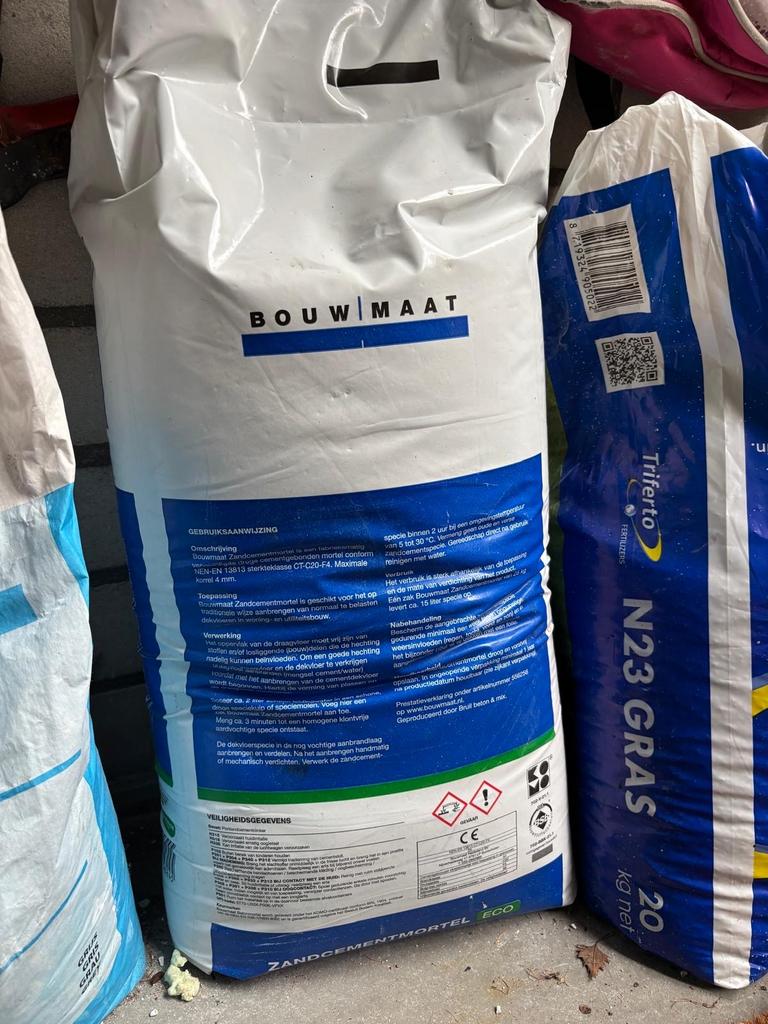 T.e.a.b. Bouwmaat Zandcementmortel 25kg ongeopend, Ophalen, Nieuw, Wit