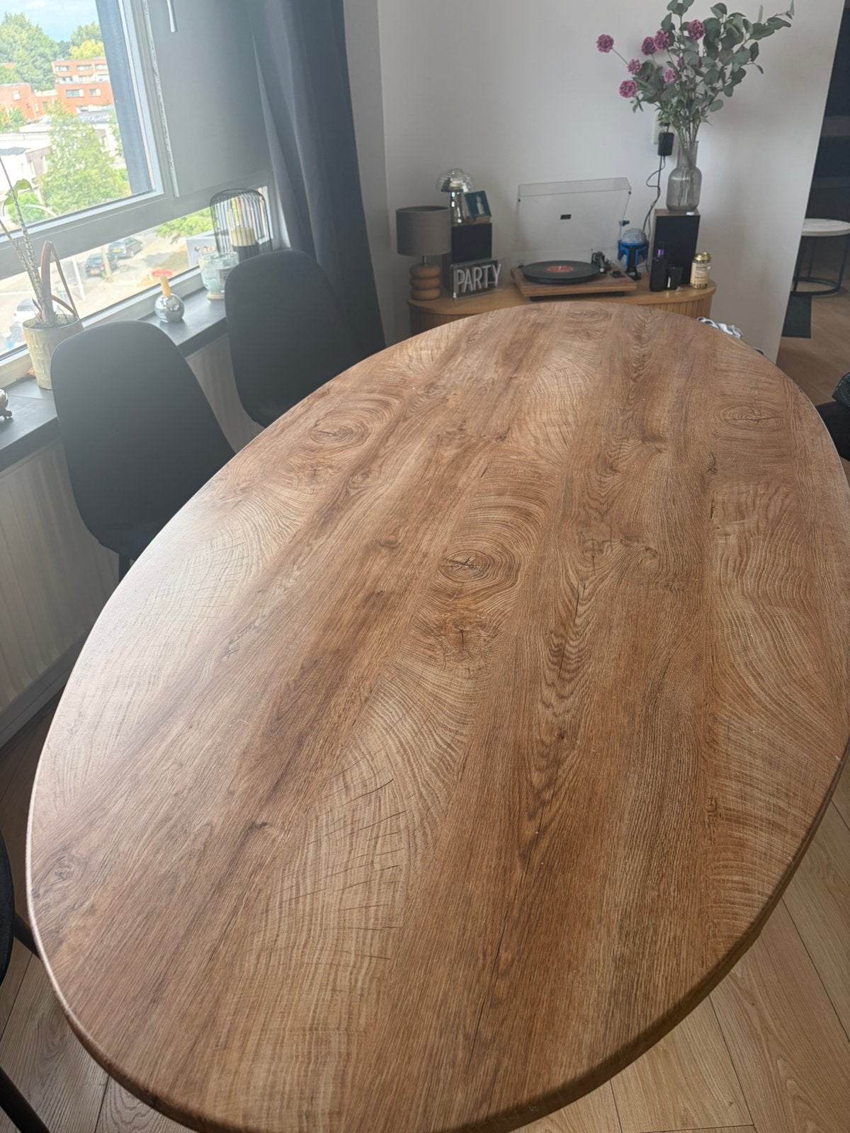 Ovale eettafel 210cm, Huis en Inrichting, Tafels | Eettafels, Ophalen, 100 tot 150 cm, 200 cm of meer, Zo goed als nieuw