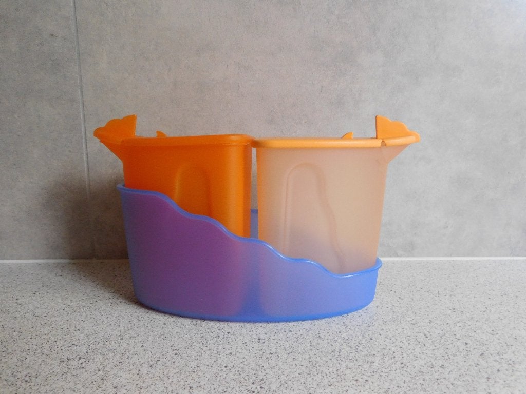 Tupperware Trendy Strooiset - Blauw Oranje, Blauw, Overige typen, Ophalen of Verzenden, Met deksel