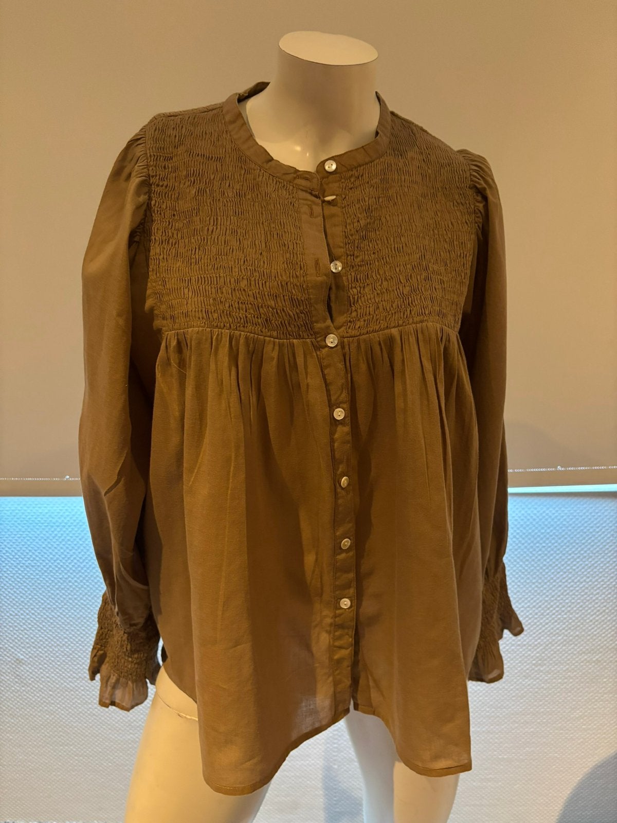 Antik batik blouse maat m, Kleding | Dames, Ophalen of Verzenden, Zo goed als nieuw, Maat 38/40 (M), Bruin