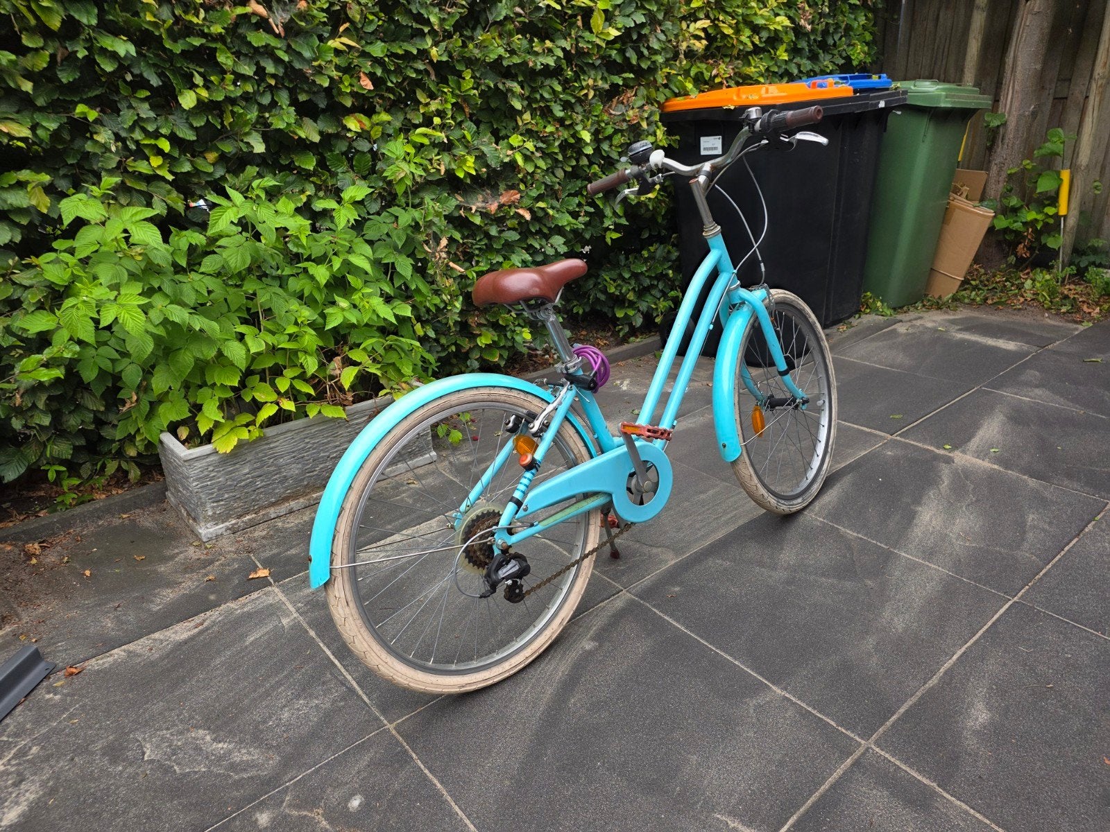 Te koop: Stadsfiets kind 24 inch 9-12 jaar Elops 500 blauw, Gebruikt, Velgrem, Versnellingen, 50 tot 53 cm