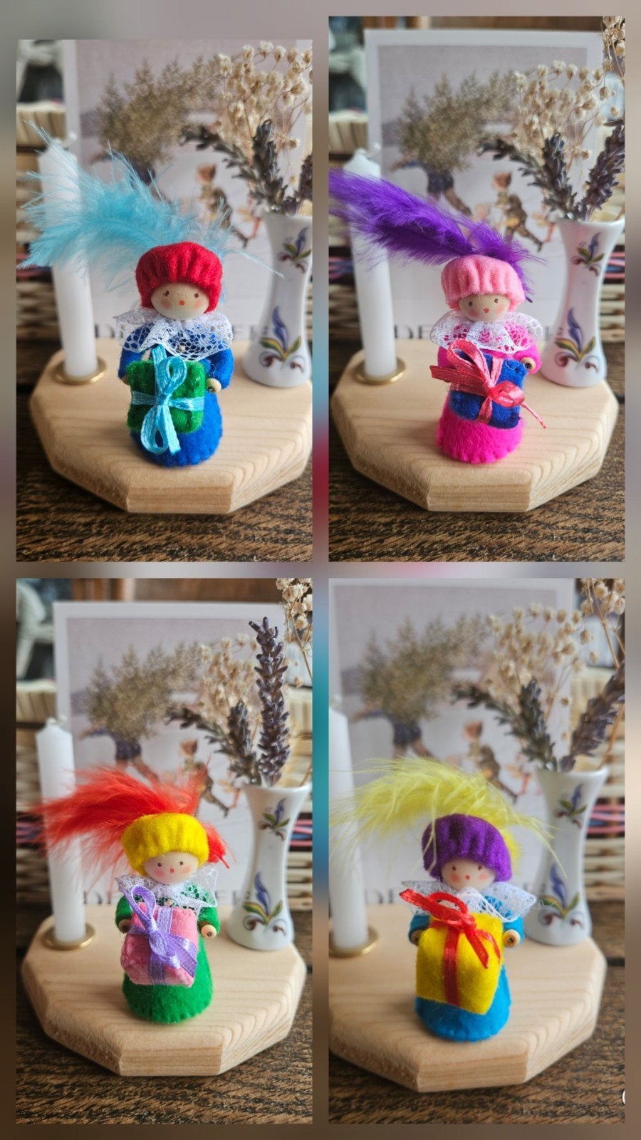 vilten pietje met kadootje#steker#jaarring# sinterklaas, Ophalen of Verzenden, Nieuw, Figuurtje(s), Wolvilt