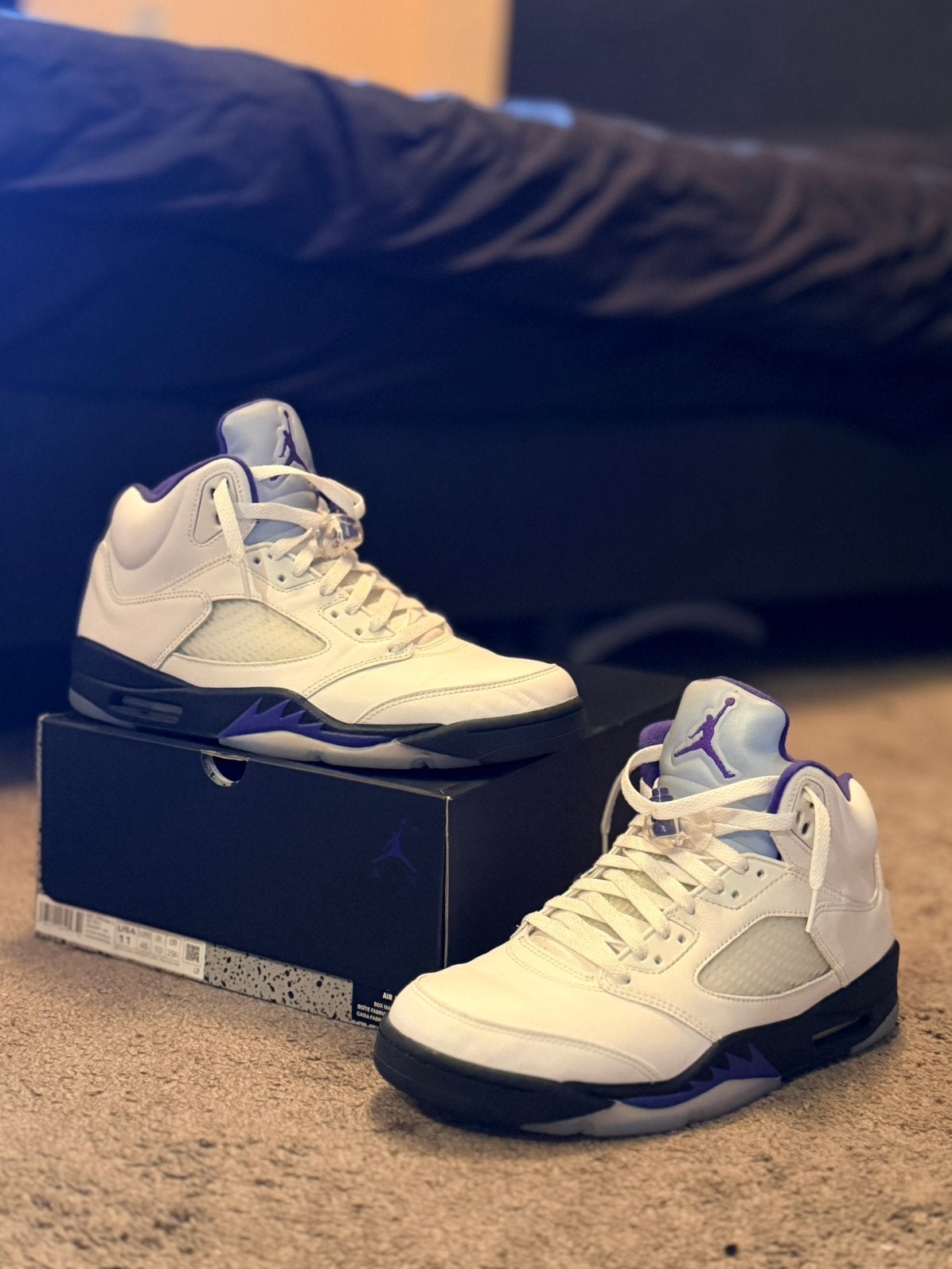 Jordan 5 Dark Concord 45 (US 11), Wit, Ophalen of Verzenden, Sneakers of Gympen, Zo goed als nieuw