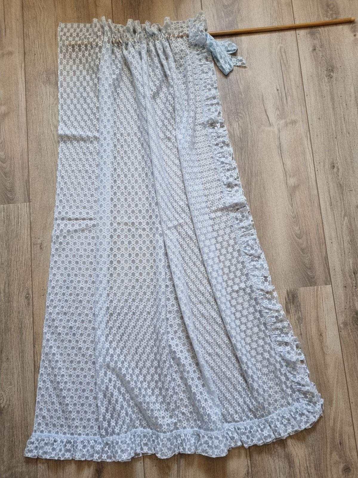 Vintage baby blauwe wieg sluier hemeltje kant., Ophalen of Verzenden, Zo goed als nieuw, Wit, Jongetje of Meisje