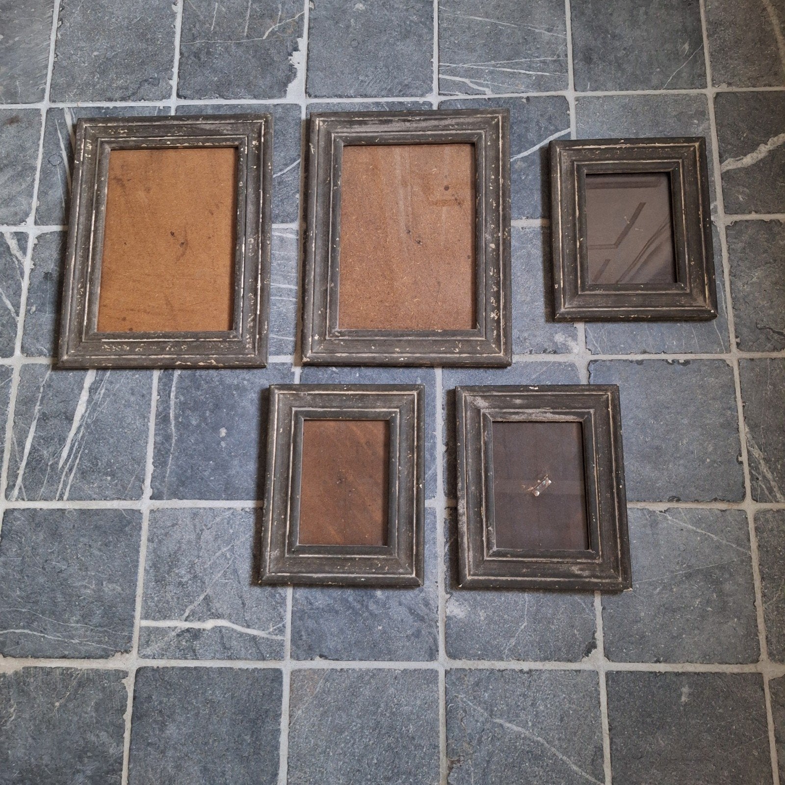 Foto-lijsten oud vergrijsd hout - 5 stuks, Ophalen, Hout