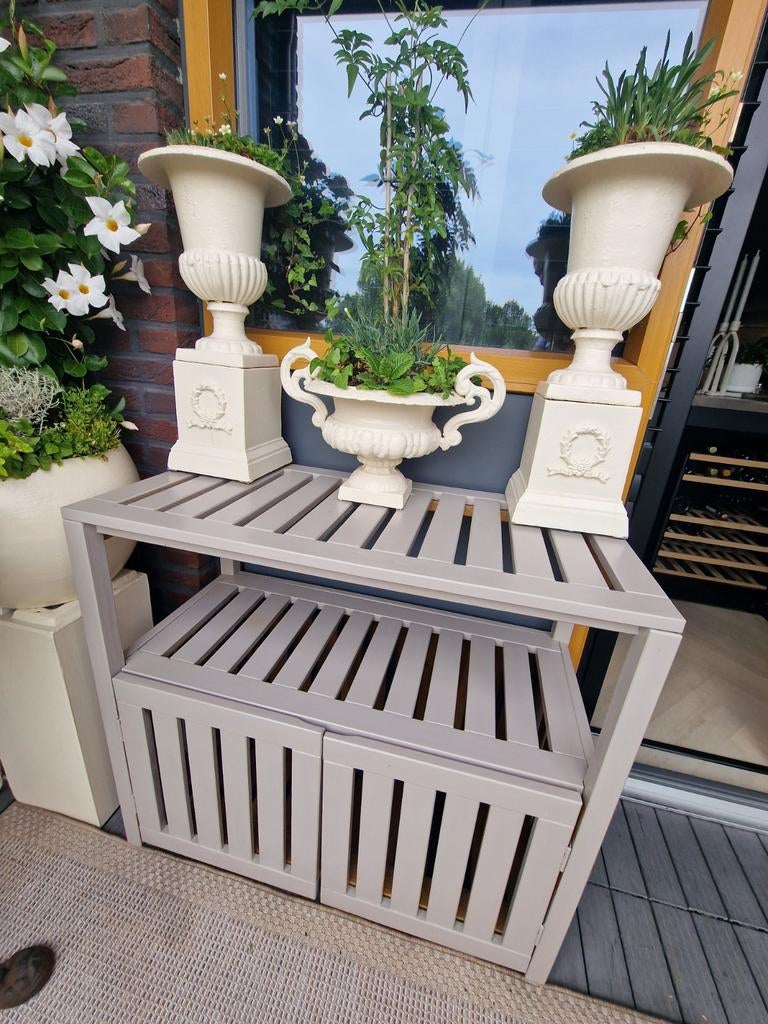 Acacia houten  balkon tuinkamer terras ompottafel kast, Tuin en Terras, Bergingen en Tuinkasten, Ophalen, Nieuw, Hout, Overige typen
