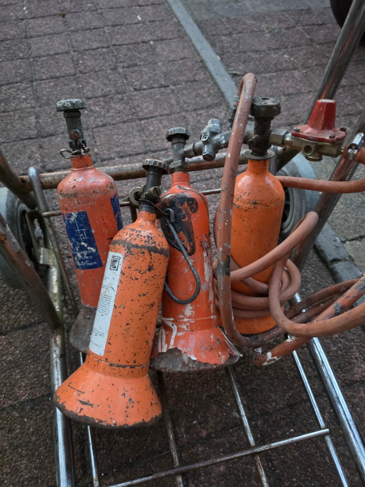 Gasflessen + 2 branders, Ophalen of Verzenden, Gebruikt, Handmatig