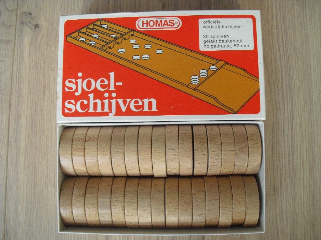 Homas 30 Sjoelschijven beukenhout wedstrijd schijven sjoelen, Vijf spelers of meer, Ophalen of Verzenden, Nieuw, Homas