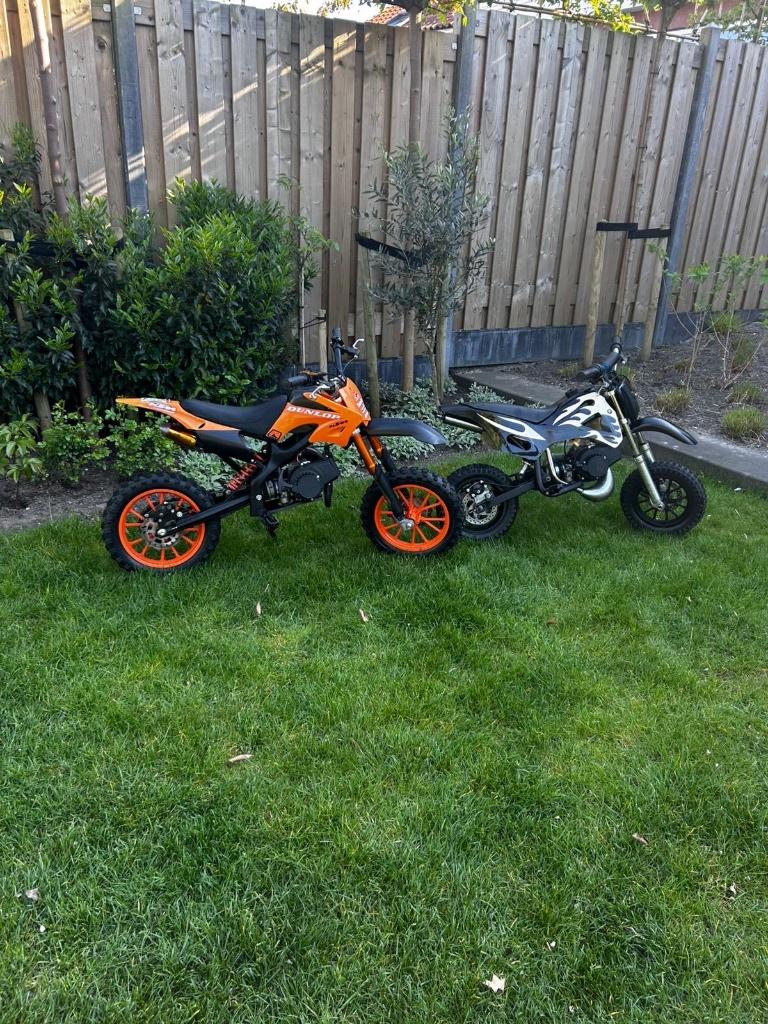 2 pitbikes, Fietsen en Brommers, Minibikes, Midibikes en Pitbikes, Gebruikt, Onbekend, Pitbike, 49 cc