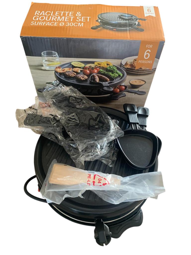 Raclette & Gourmetstel, 6 Pers., ideaal voor Camping, 800 w., Witgoed en Apparatuur, Ophalen of Verzenden, Gebruikt, 4 t/m 7 personen
