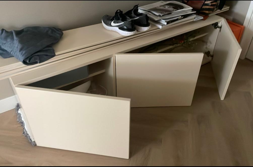 Banzbord 3-deurs muurkastje MDF gespoten, Ophalen, 100 tot 150 cm, Zo goed als nieuw, Minder dan 150 cm