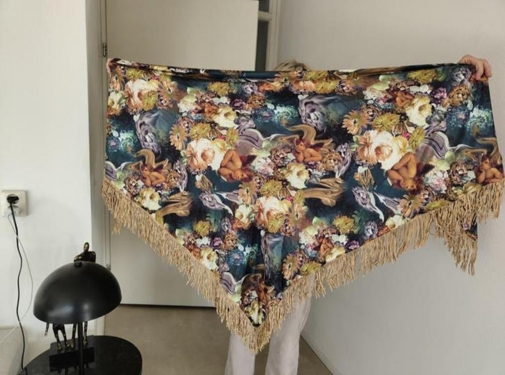 Franje omslagdoek, Kleding | Dames, Ophalen of Verzenden, Nieuw, Maat 46/48 (XL) of groter, Sjaal