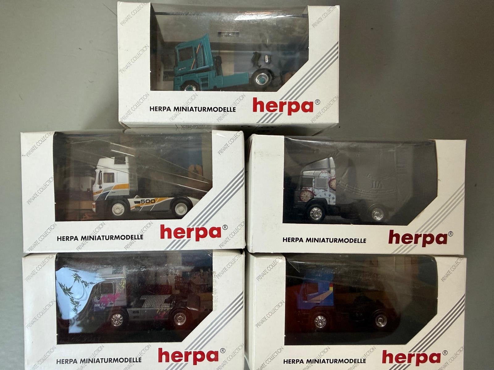 5 Herpa 1/87 model trucks uit privécollectie, perfecte staat, Ophalen, Zo goed als nieuw