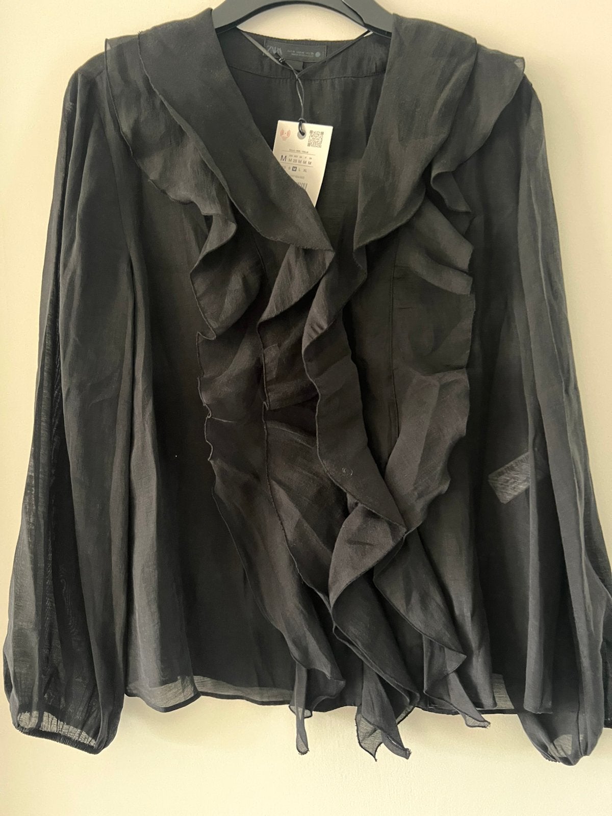 Zara semi-transparante blouse met ruches, Maat 38/40 (M), Nieuw, Ophalen of Verzenden, Zara