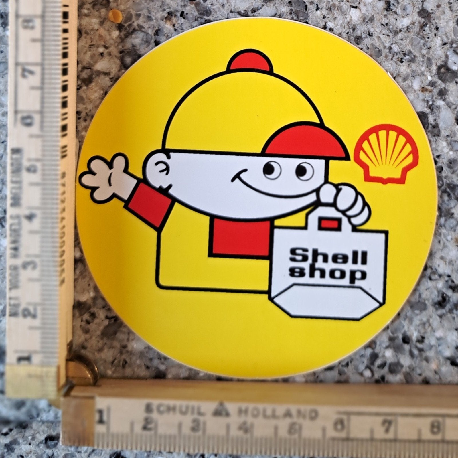 vintage sticker Shell shop strip cartoon logo merk, Ophalen of Verzenden, Zo goed als nieuw, Auto of Motor