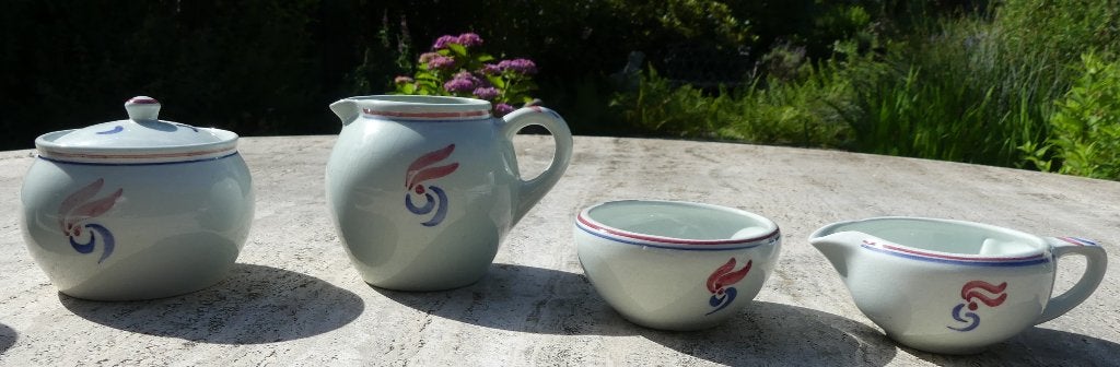 Goedewaagen Decor Fauna 3 Bekers 5 Dessert 5 Gebak Roomstel, Antiek en Kunst, Antiek | Servies los, Ophalen of Verzenden