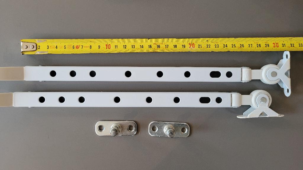 2x Raamuitzetter 300 mm wit - Uitzetijzer met stelpen, Ophalen of Verzenden, Gebruikt, IJzer, Overige typen
