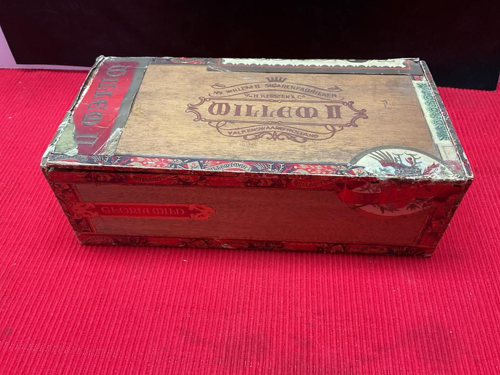 Vintage sigarenkist Willem II Gloria Mild (50 sigaren), Ophalen of Verzenden, Gebruikt