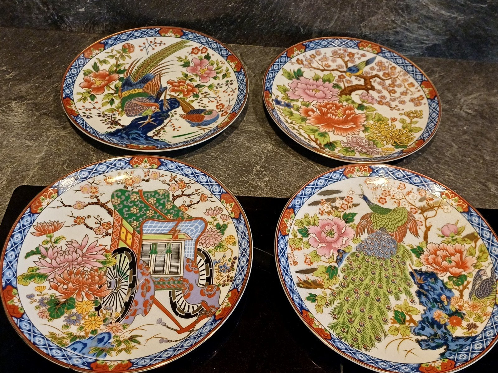 Set van 4 Japanse decoratieve borden met vogelmotieven, Antiek en Kunst, Ophalen of Verzenden
