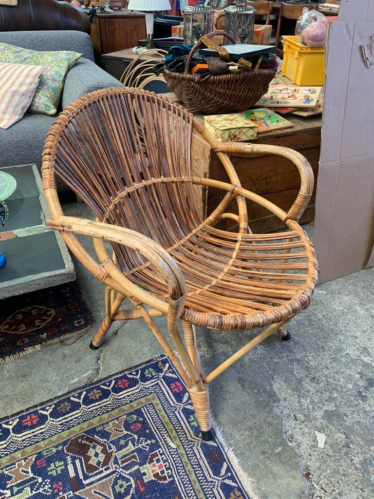 Rotan fauteuil Rohé Noordwolde uit de jaren 50., Huis en Inrichting, Fauteuils, Ophalen of Verzenden, Zo goed als nieuw