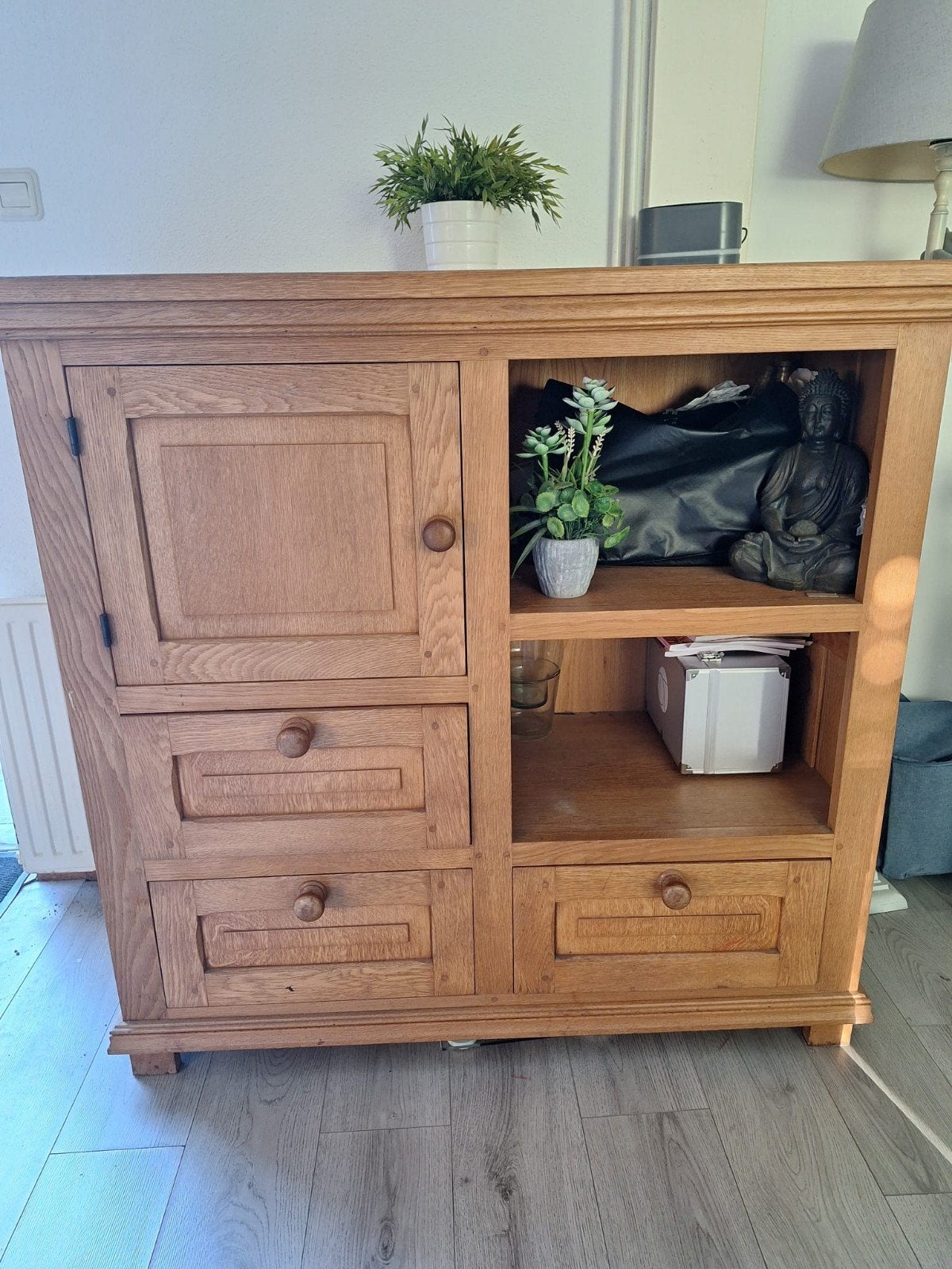 Massief eiken dressoir met lades en deuren, Huis en Inrichting, Ophalen, Gebruikt, 100 tot 150 cm, Eikenhout