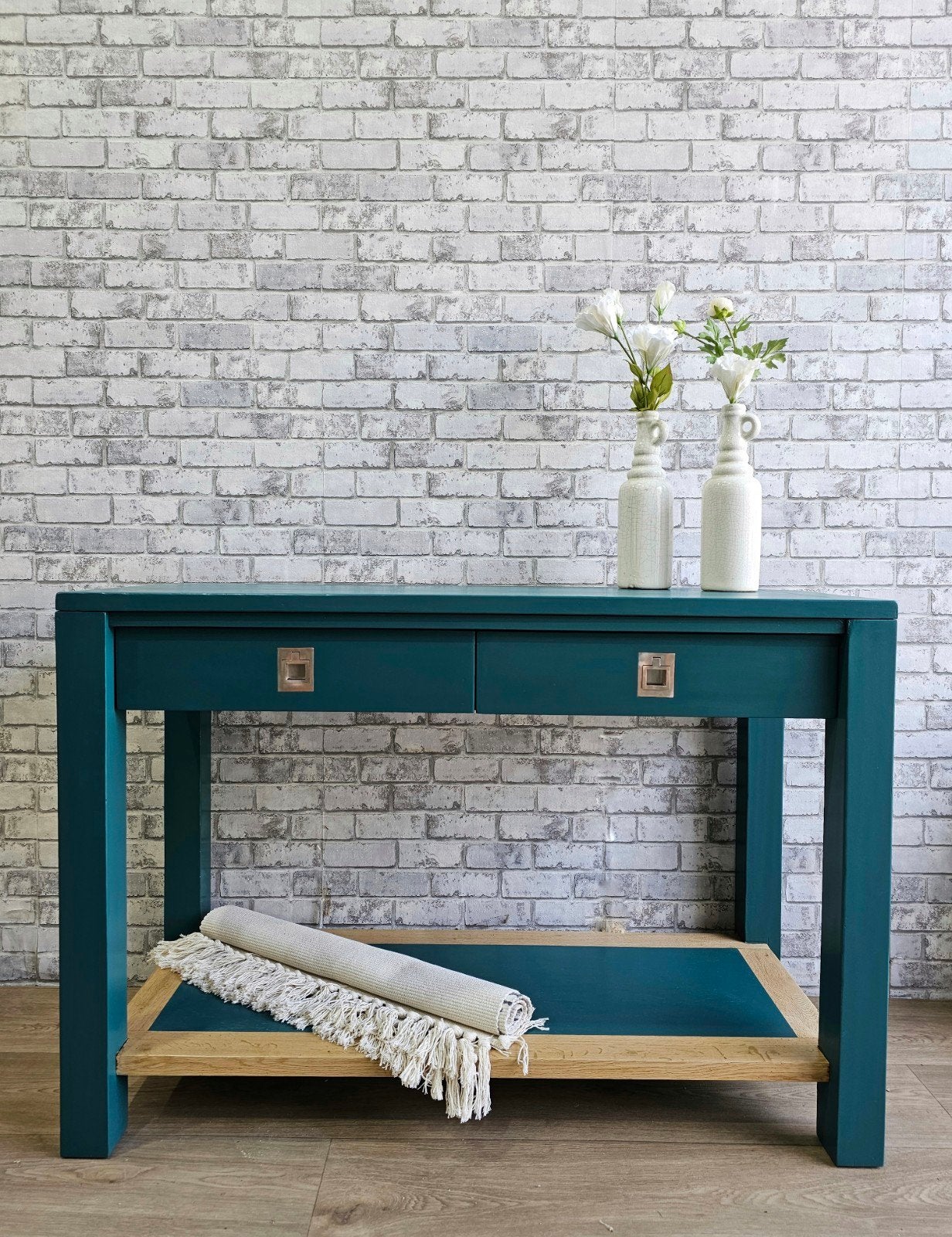Stijlvolle console tafel/sidetable met lades en opbergplank, Huis en Inrichting, Gebruikt, 100 tot 150 cm, Modern, Industrieel