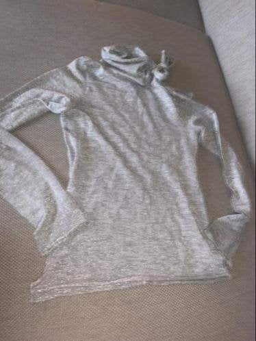 Bengh strikshirt 134 140 zilver zilveren glitter kerst, Verzenden, Gebruikt, Meisje, Shirt of Longsleeve