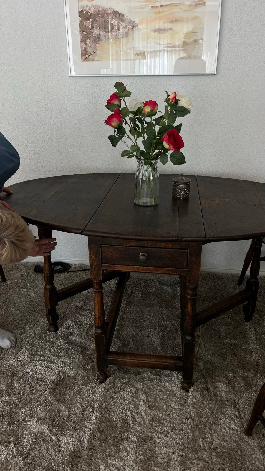 Antieke Engelse Gateleg Tafel met 4 Windsor Stoelen, Antiek en Kunst, Antiek | Meubels | Tafels, Ophalen
