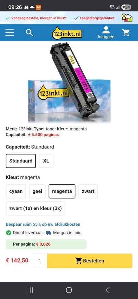 123 inkt .nl  zie beschrijving., Ophalen of Verzenden, Nieuw