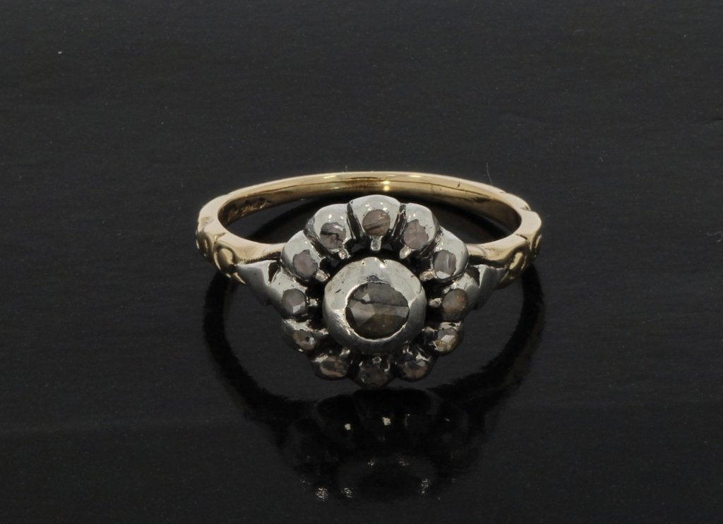 Victoriaanse diamanten 14k gouden antieke ring dames zilver, Ophalen of Verzenden, Goud, Ring, Met edelsteen