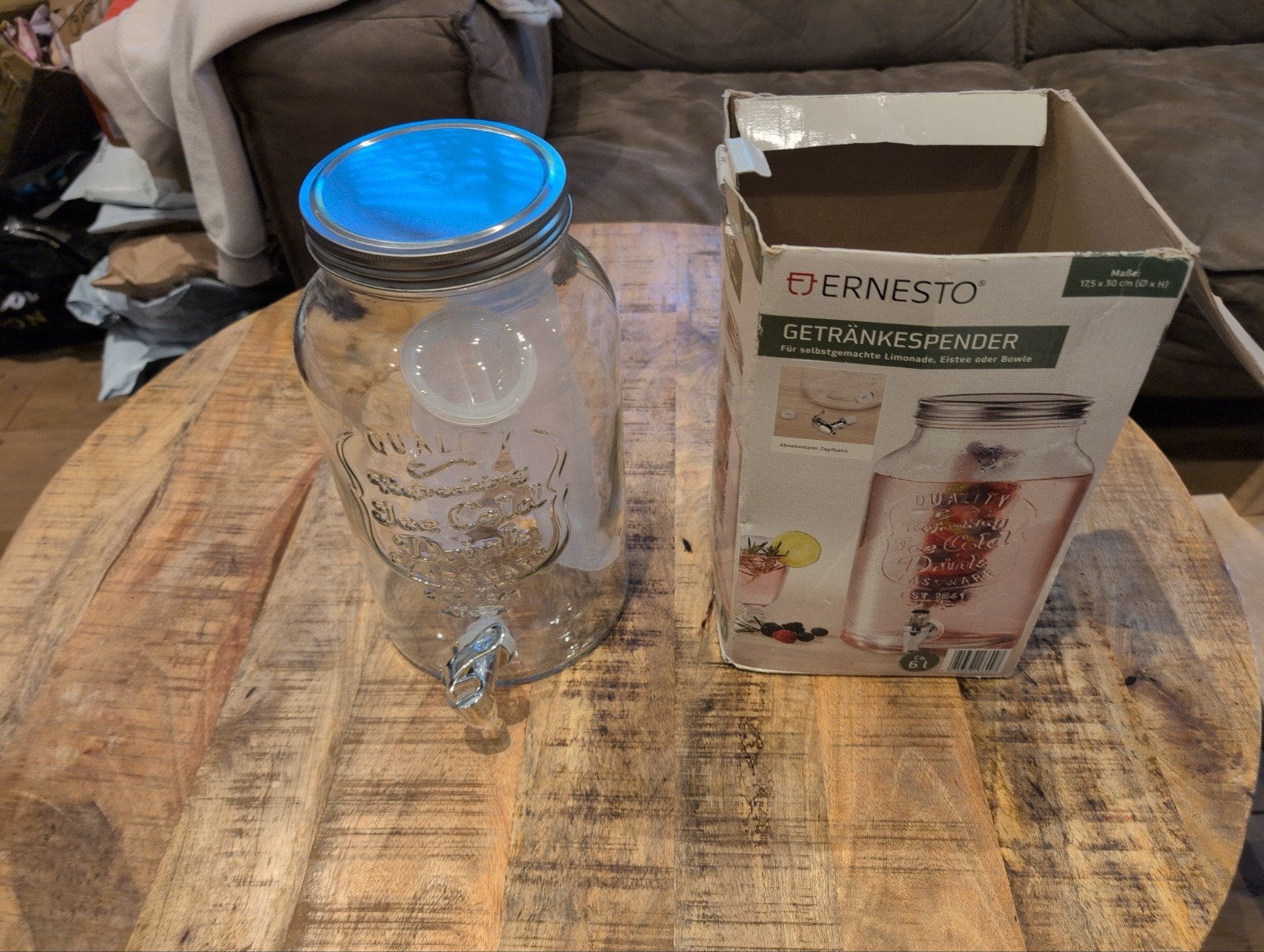 Mooie waterkruik met tapkraan - ideaal voor feestjes, Ophalen, Ernesto, Zo goed als nieuw, Glas