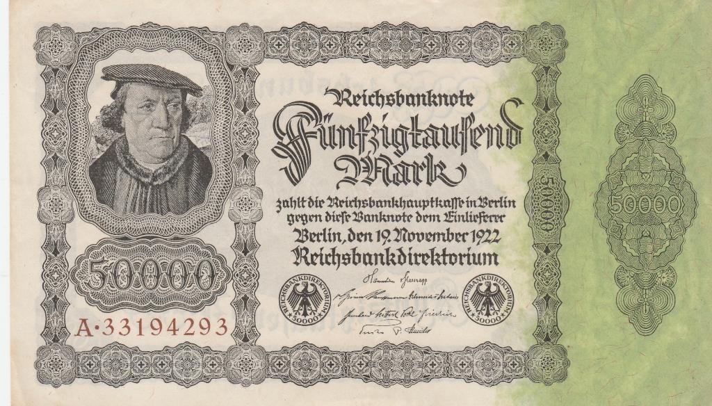 Duits bankbiljet van 50.000 Mark, 1922, Postzegels en Munten, Bankbiljetten | Europa | Niet-Eurobiljetten, Ophalen of Verzenden