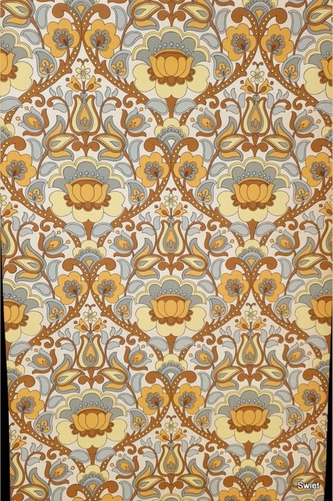 4985 morris jugendstil bloemen zand groen  retro 70s swiet, Huis en Inrichting, Verzenden, Groen