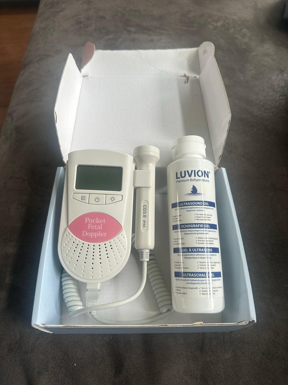 Luvion Pocket Fetal Doppler met Ultrasound Gel, Ophalen of Verzenden, Zo goed als nieuw