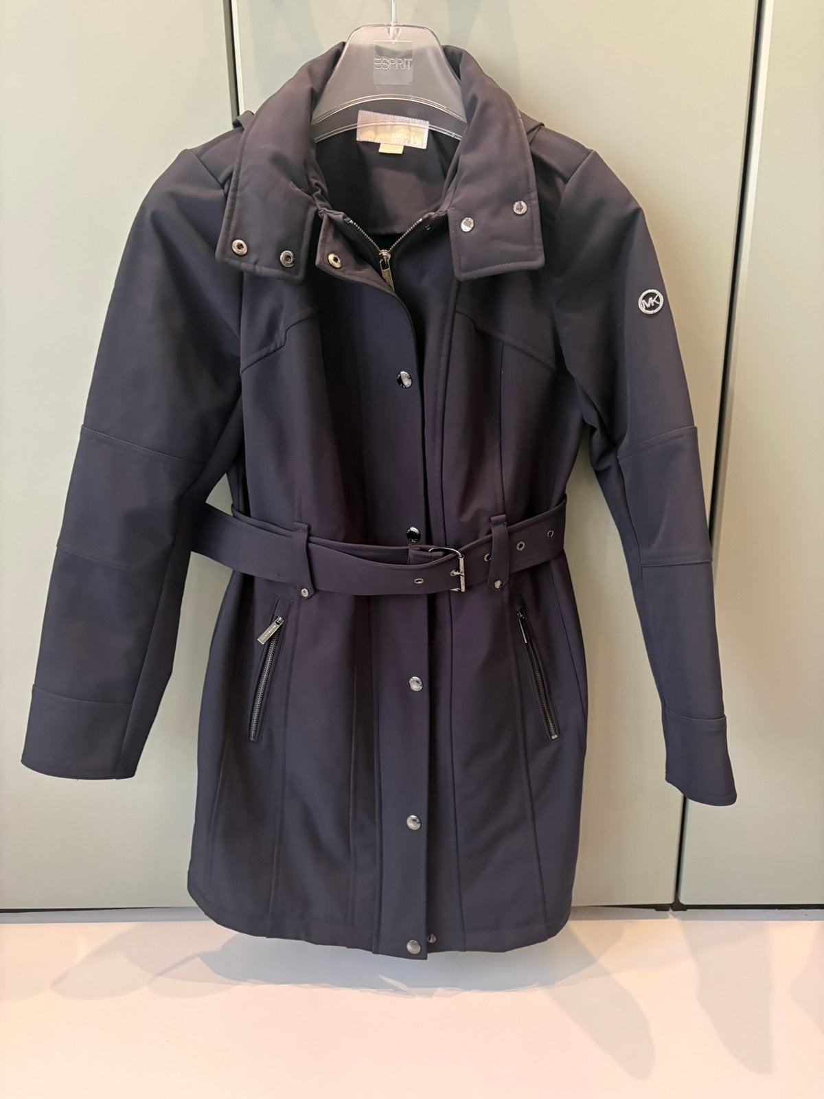 Michael Kors donkerblauwe trenchcoat, Ophalen of Verzenden, Gedragen, Maat 38/40 (M), Blauw