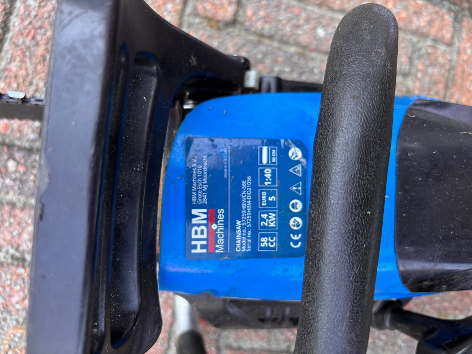 HBM Machines Kettingzaag 58 cc - Zo goed als nieuw, Doe-het-zelf en Verbouw, Ophalen, Zo goed als nieuw, Kettingzaag