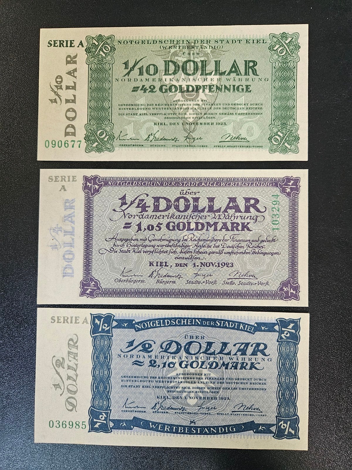 Duitsland Kiel Schleswig-Holstein UNC 1923 DOLLAR, Ophalen of Verzenden, Duitsland, Setje