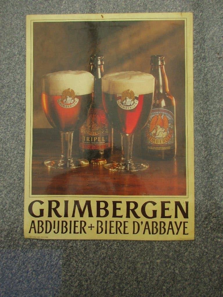 Grimbergen. Abdijbier + biere D`Abbaye rclameplaat, Verzamelen, Merken en Reclamevoorwerpen, Ophalen of Verzenden, Gebruikt, Reclamebord