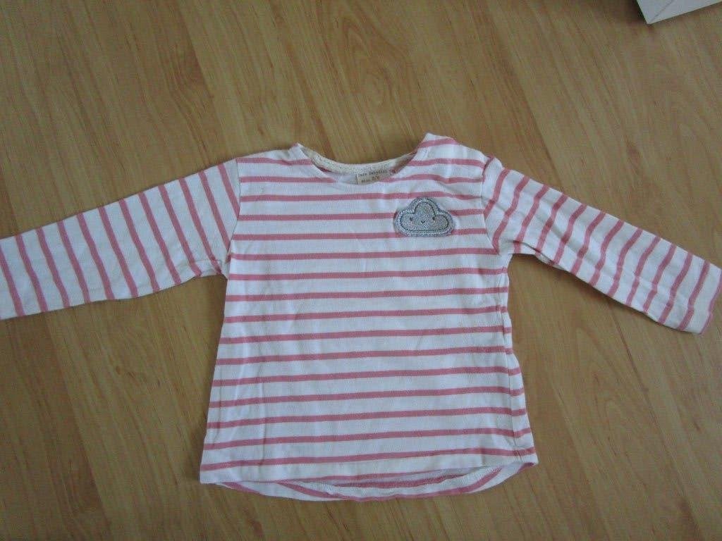 Zara maat 68 - wit/roze gestreept shirt met lange mouwen, Meisje, Ophalen of Verzenden, Zo goed als nieuw, Zara