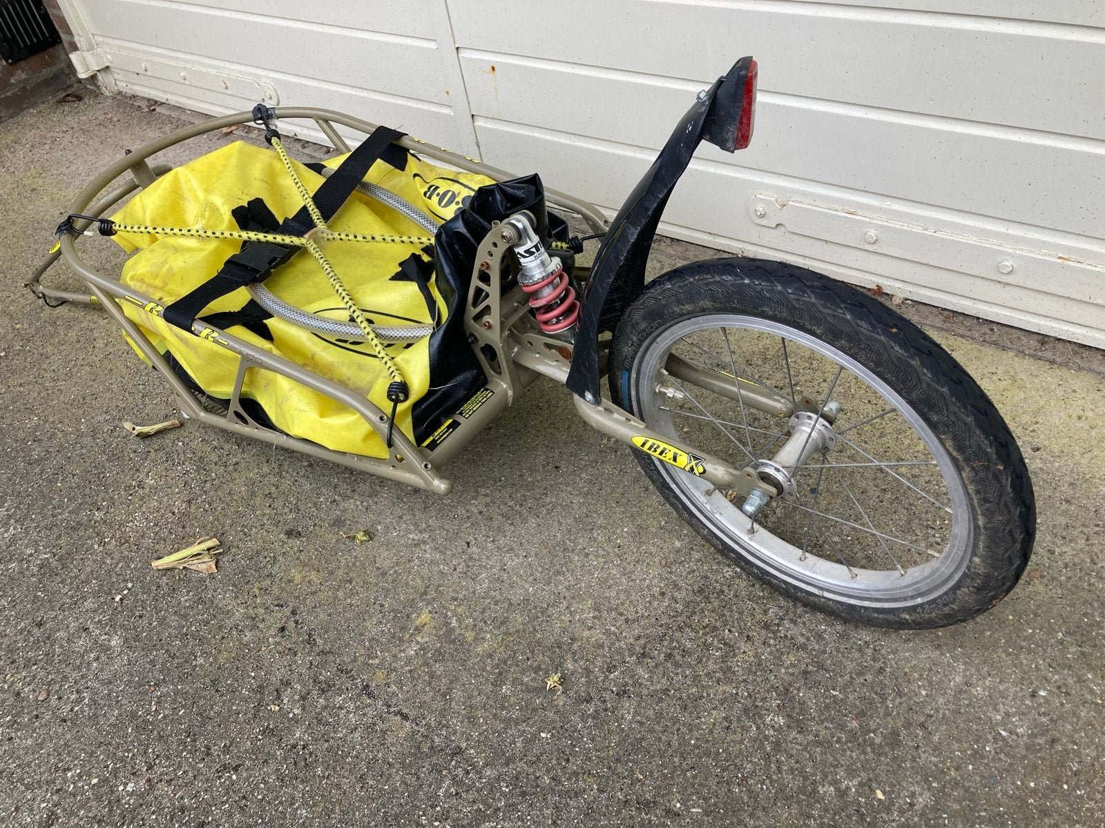 Bob Yak Ibex fietskar met vering en waterdichte tas, Ophalen, Gebruikt, Vering, Bagagekar