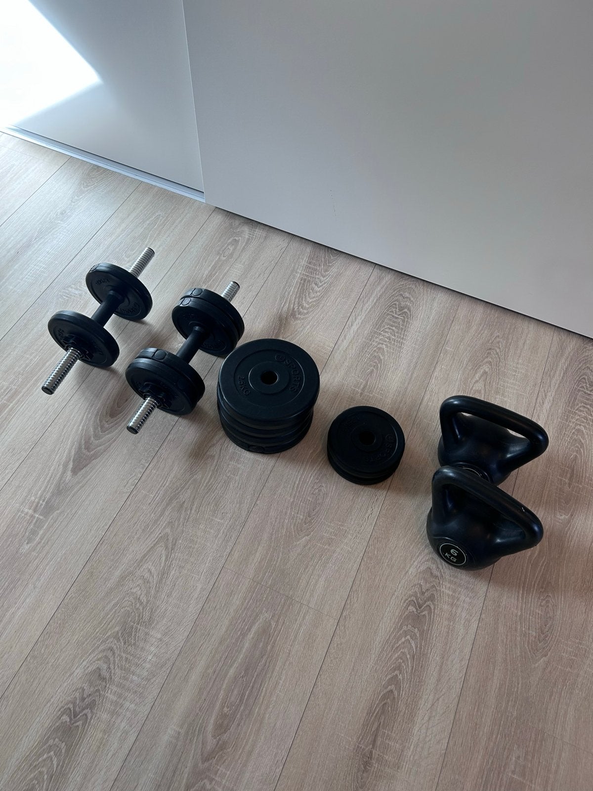 Dumbbell en Kettlebell Set - 2x 6 KG, 4x 2.5 KG, 8x 1.25 KG, Ophalen, Zo goed als nieuw, Armen, Dumbbell
