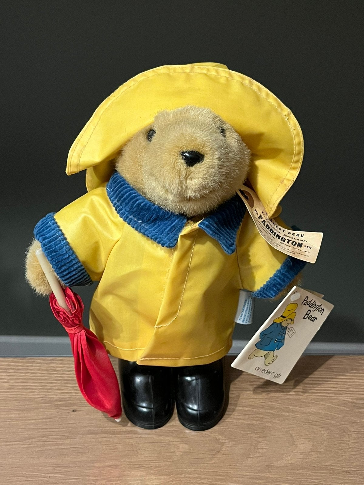 Gave vintage Paddington in gele regenjas 27cm, Ophalen of Verzenden, Stoffen beer, Overige merken